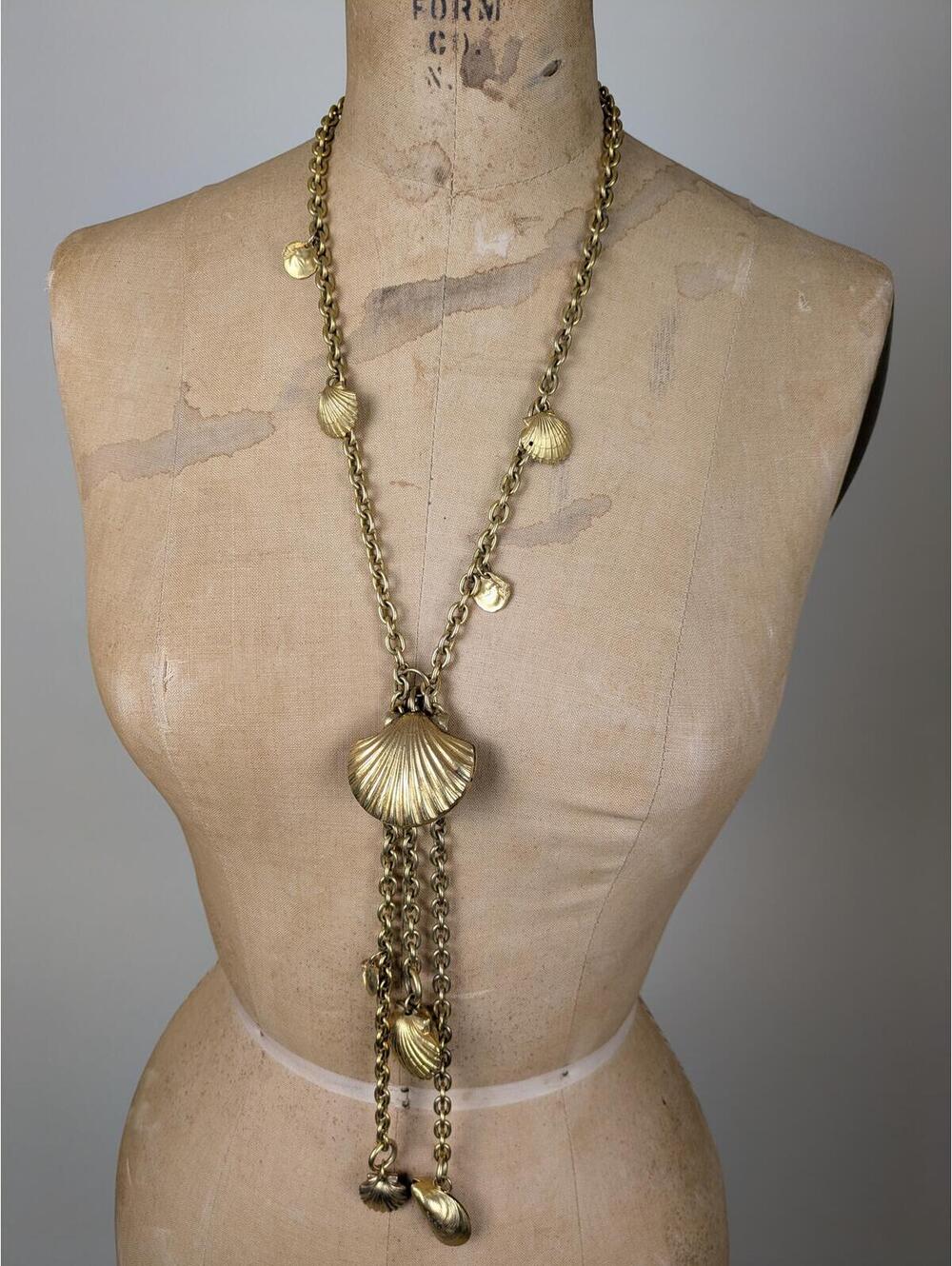 80's/90's ultra rare Popy Moreni Paris gold shell necklace bracelet set